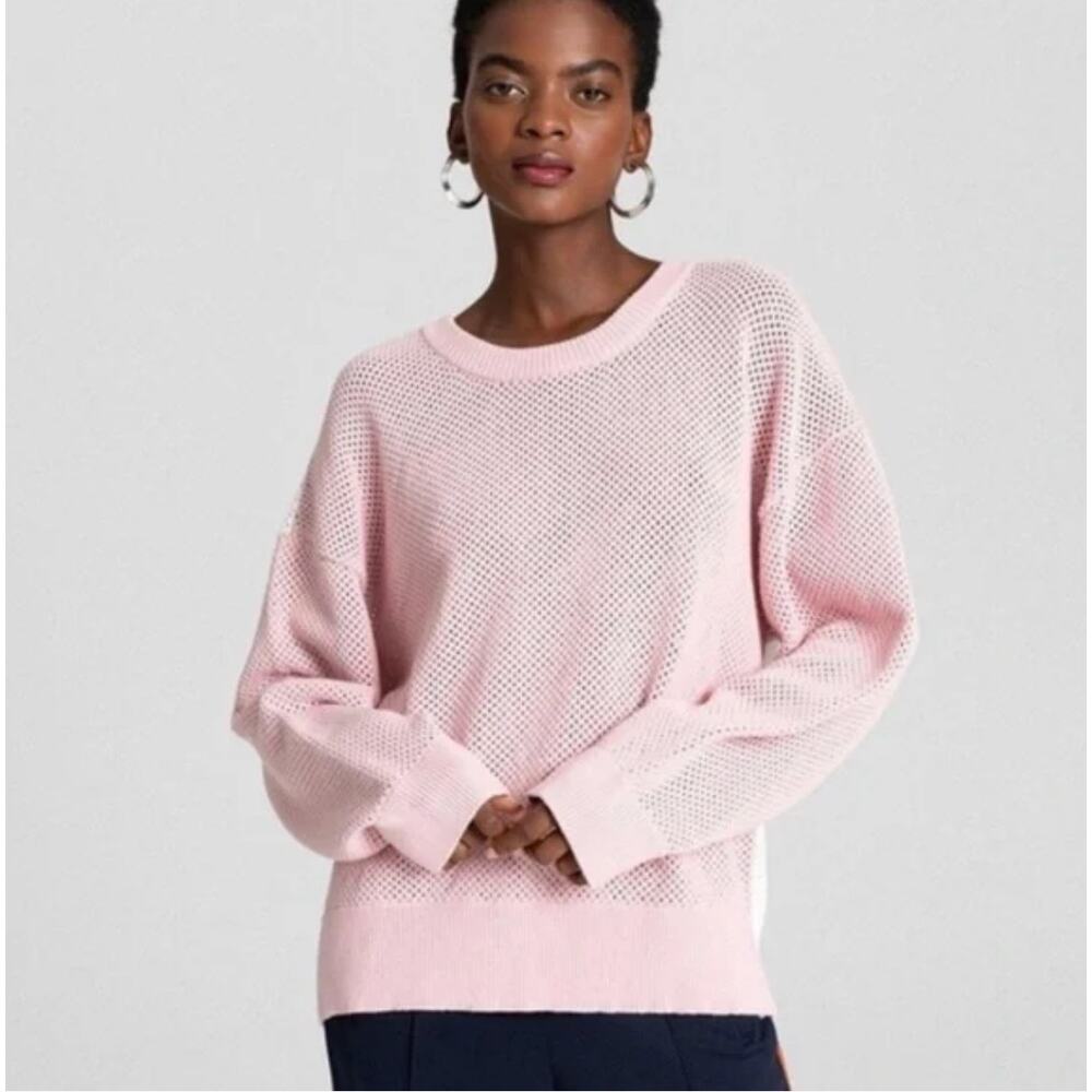 ALC Alana Mesh Sweater In Baby Pink A.L.C. Knit Colorblock Boxy Slouchy